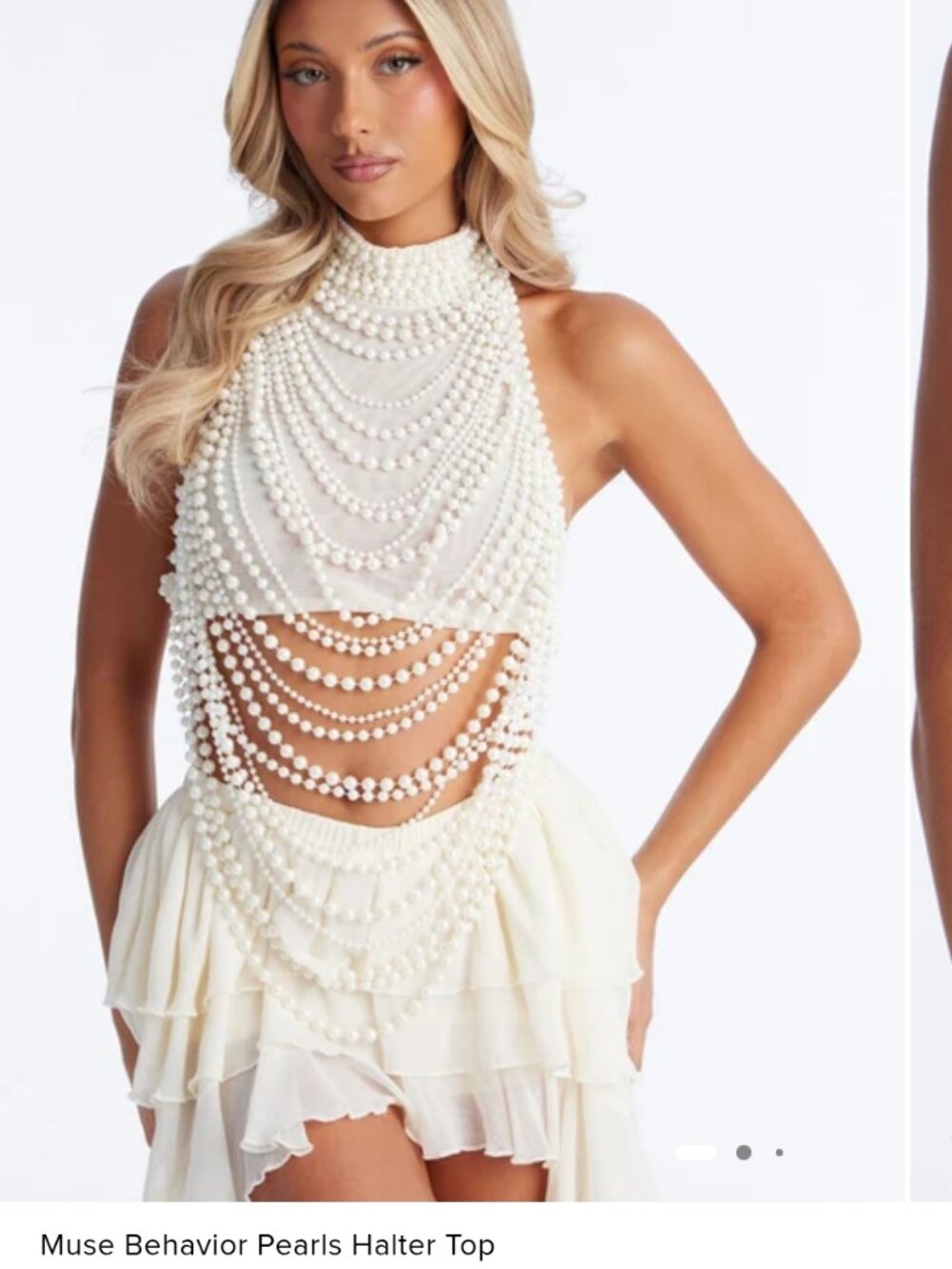 Fashion Nova Muse Behavior Pearls Halter Top